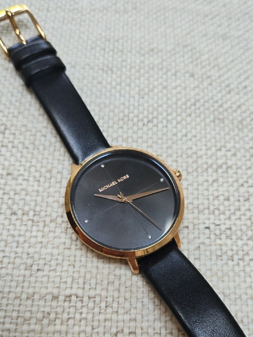 Michael Kors Black Dial Watch with Rose Gold Case